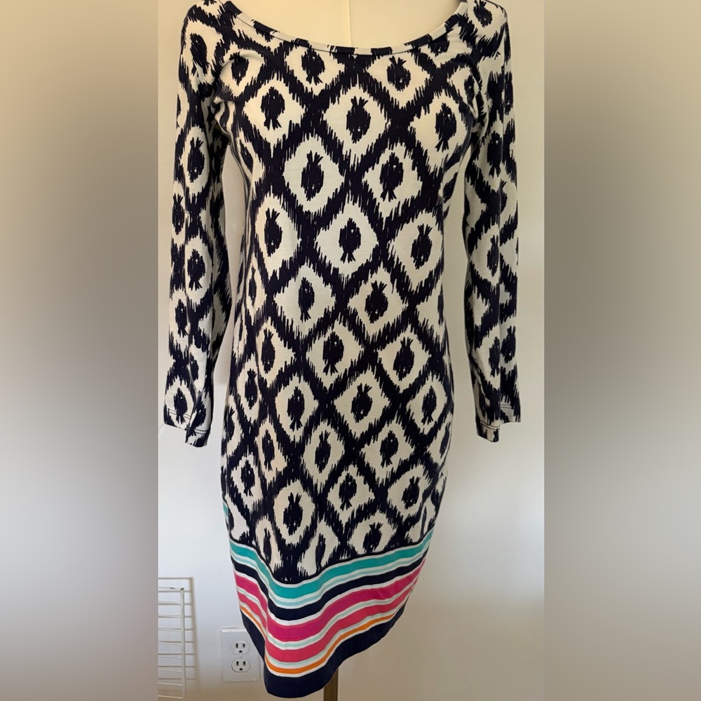 Lilly Pulitzer Navy and White Geometric Dress